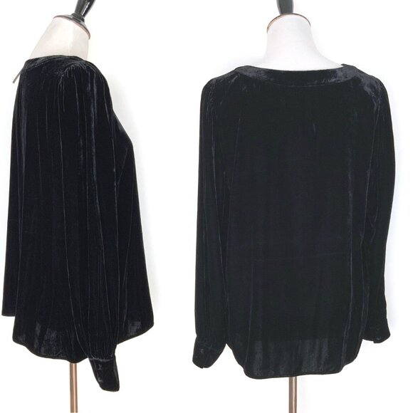 New Talbots Black Velvet Long-Sleeve Top Rhinestone Embellished  Sz L - Picture 9 of 16